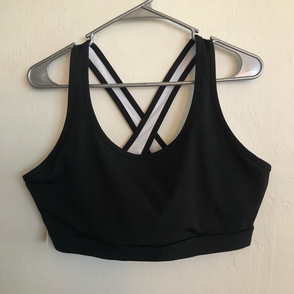 AVIA Womens Sports Bra Size XL 16-18 Black & White New - Picture 1 of 7